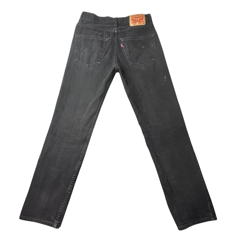 Levi's 516 Jeans Mens 30x32 (31x30) Black Straight Leg Distressed Paint Splatter